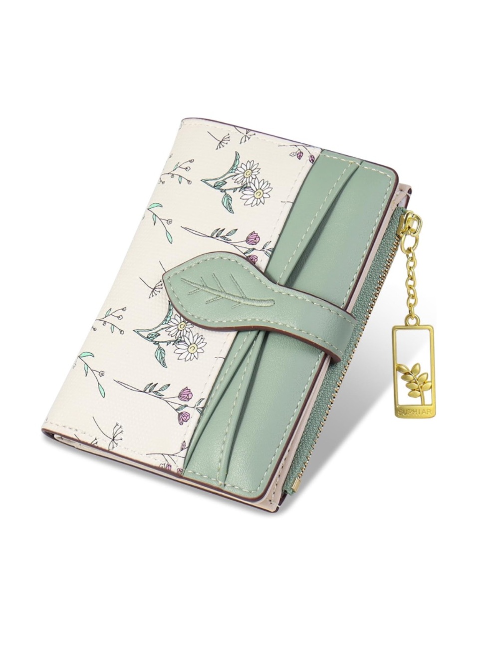 Floral Leaf Accent Bifold Wallet